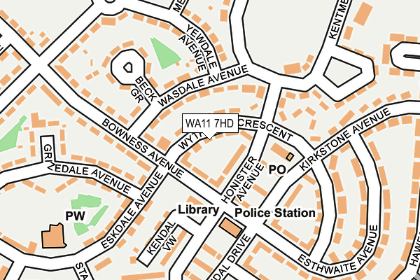 WA11 7HD map - OS OpenMap – Local (Ordnance Survey)