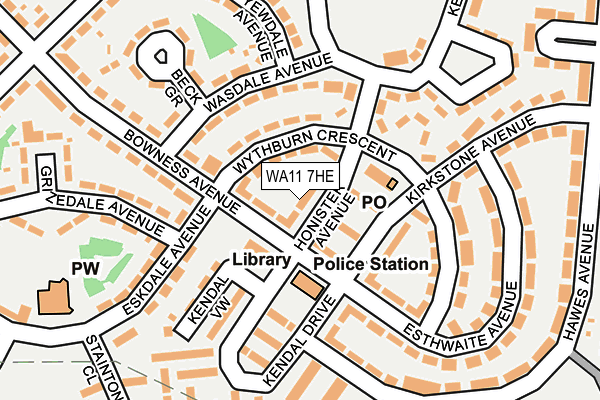 WA11 7HE map - OS OpenMap – Local (Ordnance Survey)