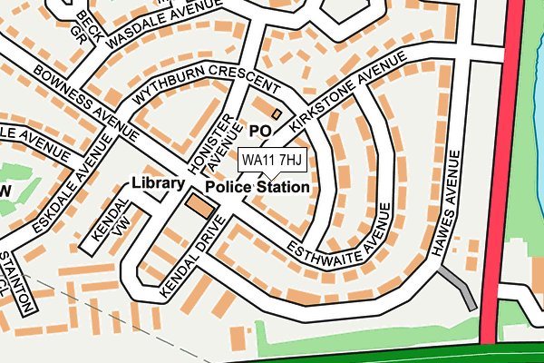 WA11 7HJ map - OS OpenMap – Local (Ordnance Survey)
