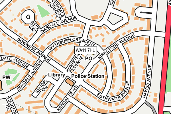 WA11 7HL map - OS OpenMap – Local (Ordnance Survey)