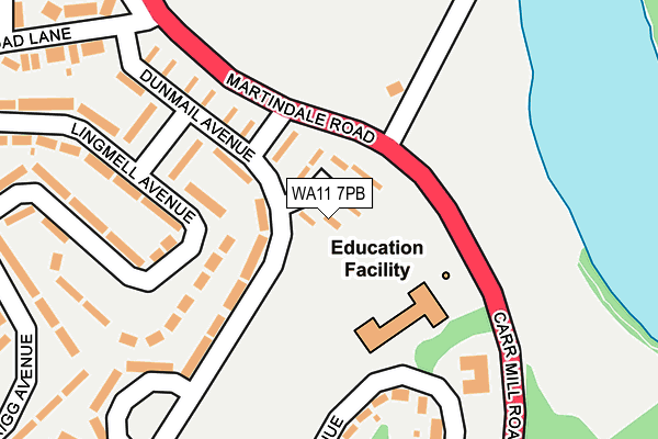 WA11 7PB map - OS OpenMap – Local (Ordnance Survey)