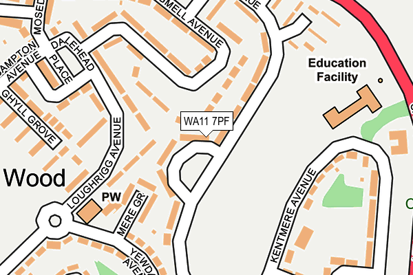 WA11 7PF map - OS OpenMap – Local (Ordnance Survey)