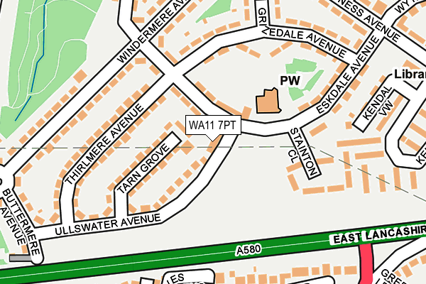 WA11 7PT map - OS OpenMap – Local (Ordnance Survey)
