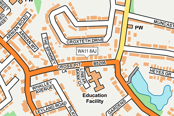 WA11 8AJ map - OS OpenMap – Local (Ordnance Survey)