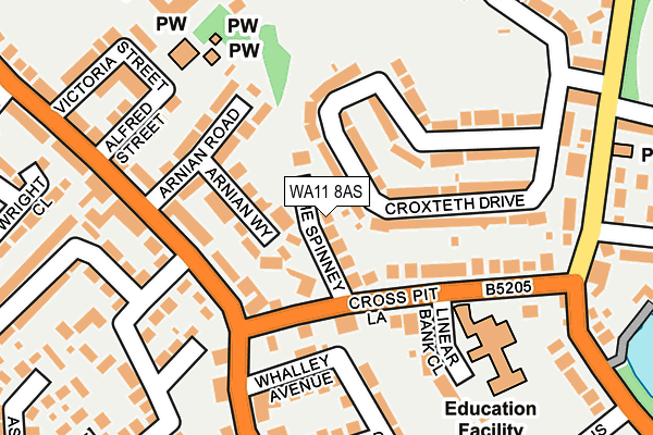 WA11 8AS map - OS OpenMap – Local (Ordnance Survey)
