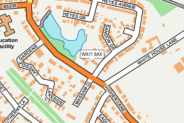WA11 8AX map - OS OpenMap – Local (Ordnance Survey)