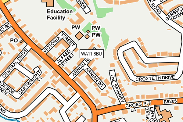 WA11 8BU map - OS OpenMap – Local (Ordnance Survey)