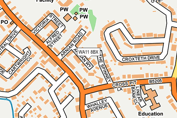 WA11 8BX map - OS OpenMap – Local (Ordnance Survey)