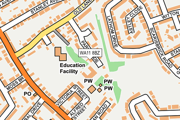 WA11 8BZ map - OS OpenMap – Local (Ordnance Survey)