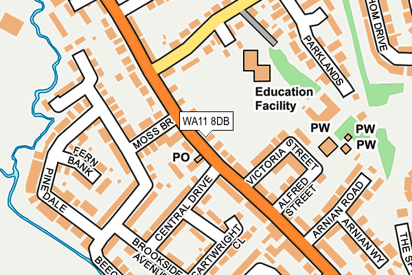 WA11 8DB map - OS OpenMap – Local (Ordnance Survey)