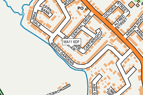 WA11 8DF map - OS OpenMap – Local (Ordnance Survey)