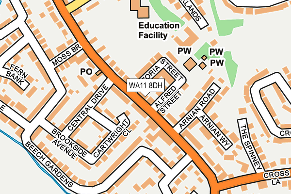 WA11 8DH map - OS OpenMap – Local (Ordnance Survey)