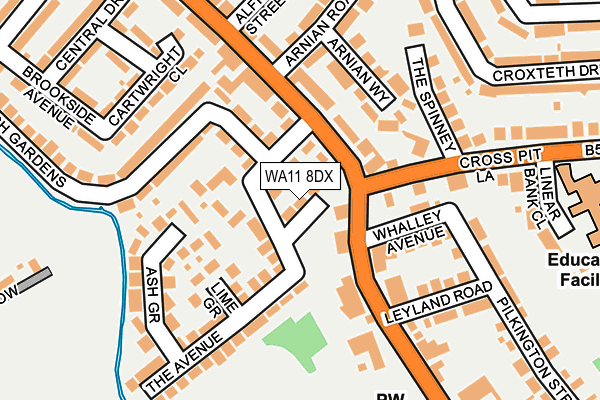 WA11 8DX map - OS OpenMap – Local (Ordnance Survey)