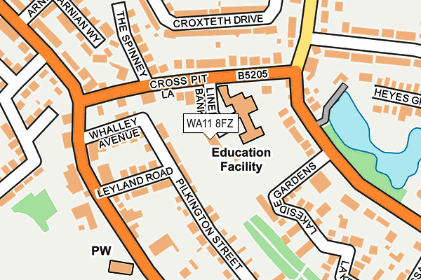 WA11 8FZ map - OS OpenMap – Local (Ordnance Survey)