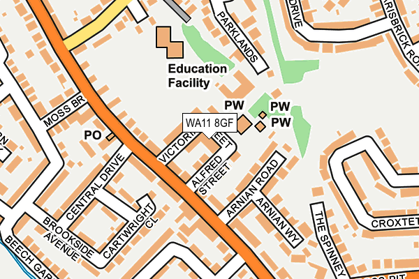 WA11 8GF map - OS OpenMap – Local (Ordnance Survey)
