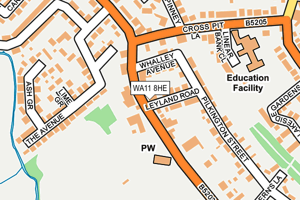 WA11 8HE map - OS OpenMap – Local (Ordnance Survey)