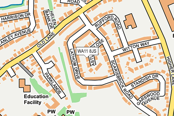 WA11 8JS map - OS OpenMap – Local (Ordnance Survey)