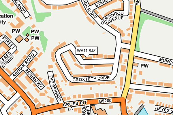WA11 8JZ map - OS OpenMap – Local (Ordnance Survey)