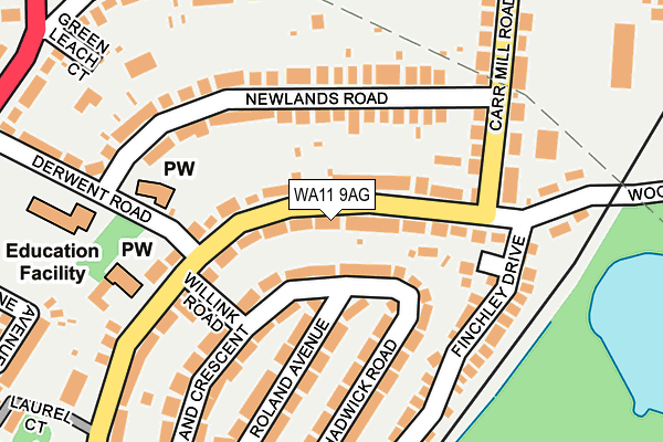 WA11 9AG map - OS OpenMap – Local (Ordnance Survey)