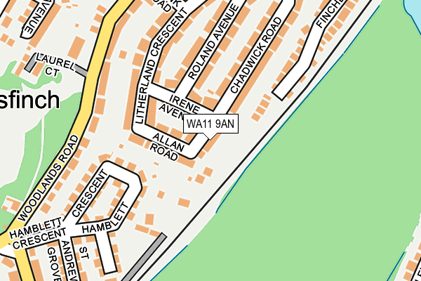 WA11 9AN map - OS OpenMap – Local (Ordnance Survey)