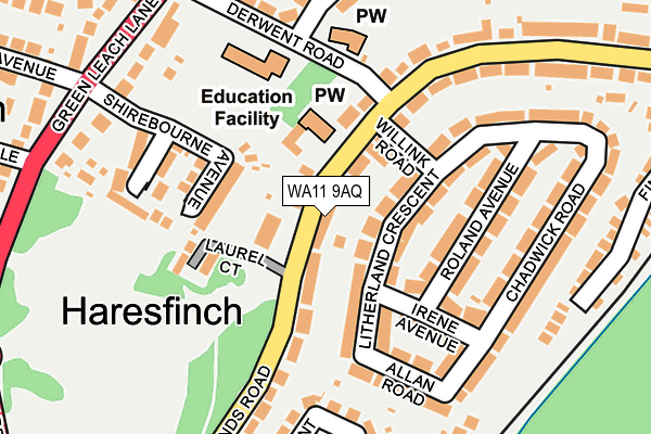 WA11 9AQ map - OS OpenMap – Local (Ordnance Survey)