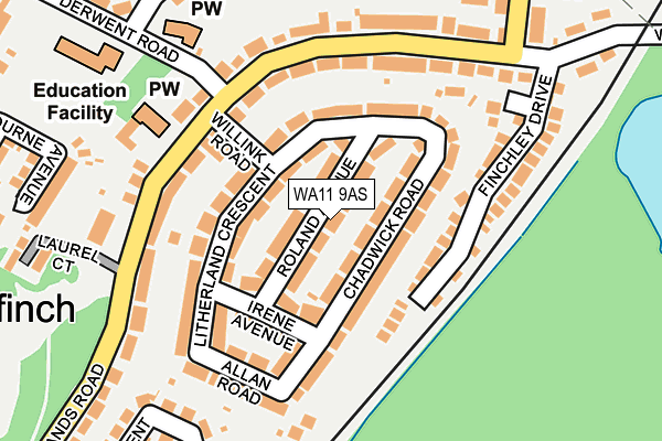 WA11 9AS map - OS OpenMap – Local (Ordnance Survey)