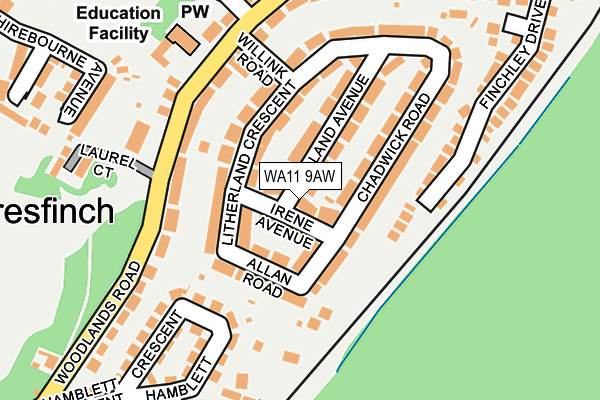 WA11 9AW map - OS OpenMap – Local (Ordnance Survey)