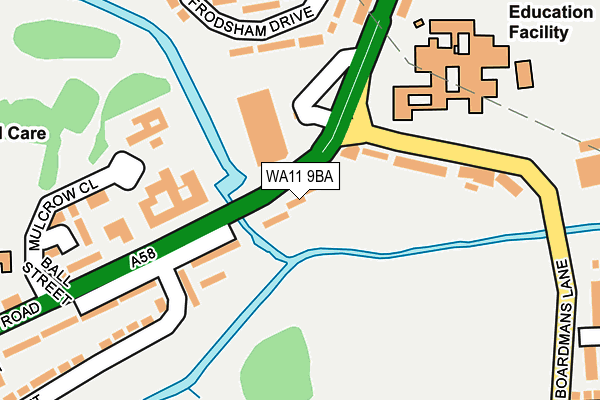 WA11 9BA map - OS OpenMap – Local (Ordnance Survey)