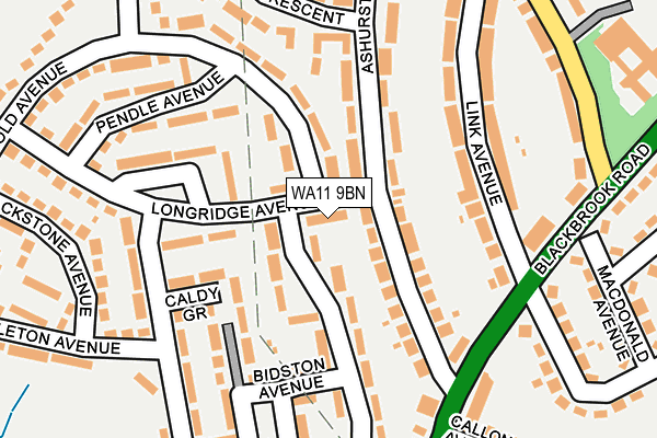 WA11 9BN map - OS OpenMap – Local (Ordnance Survey)