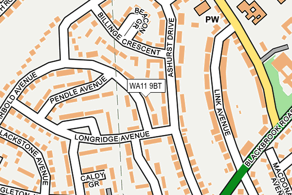 WA11 9BT map - OS OpenMap – Local (Ordnance Survey)
