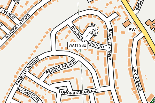 WA11 9BU map - OS OpenMap – Local (Ordnance Survey)