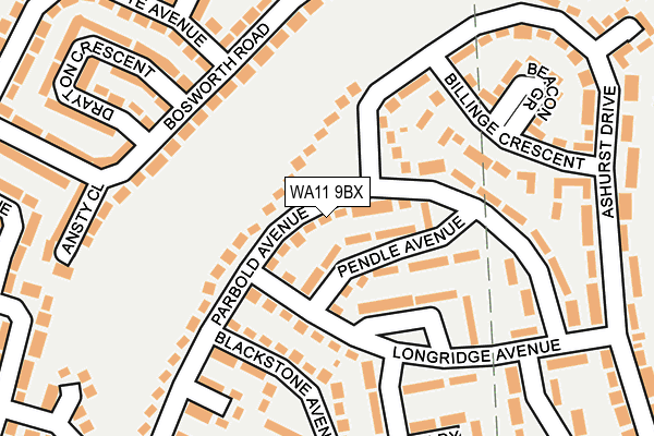 WA11 9BX map - OS OpenMap – Local (Ordnance Survey)