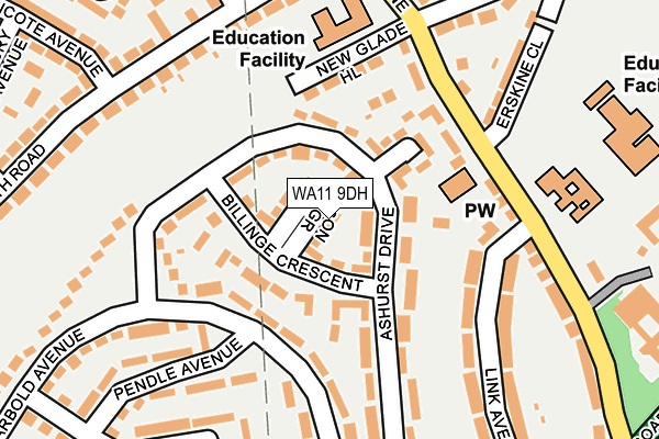 WA11 9DH map - OS OpenMap – Local (Ordnance Survey)