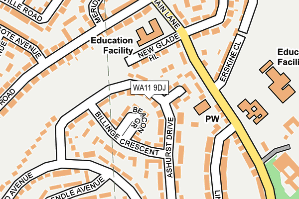 WA11 9DJ map - OS OpenMap – Local (Ordnance Survey)