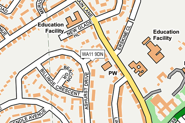 WA11 9DN map - OS OpenMap – Local (Ordnance Survey)