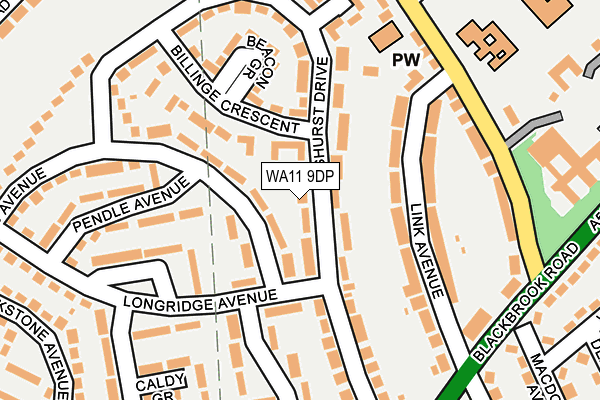 WA11 9DP map - OS OpenMap – Local (Ordnance Survey)