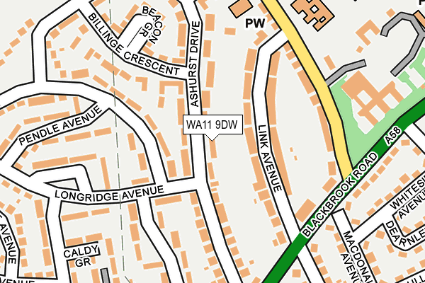 WA11 9DW map - OS OpenMap – Local (Ordnance Survey)