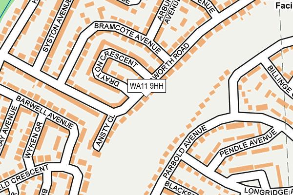 WA11 9HH map - OS OpenMap – Local (Ordnance Survey)