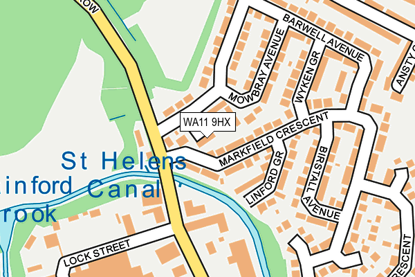 WA11 9HX map - OS OpenMap – Local (Ordnance Survey)