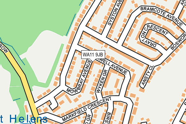 WA11 9JB map - OS OpenMap – Local (Ordnance Survey)