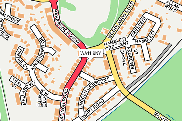 WA11 9NY map - OS OpenMap – Local (Ordnance Survey)