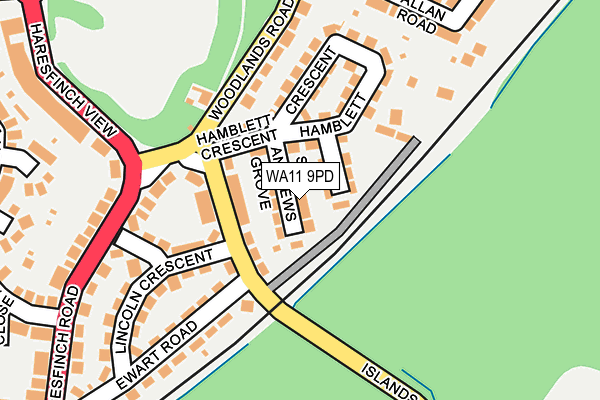 WA11 9PD map - OS OpenMap – Local (Ordnance Survey)