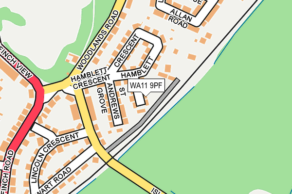 WA11 9PF map - OS OpenMap – Local (Ordnance Survey)