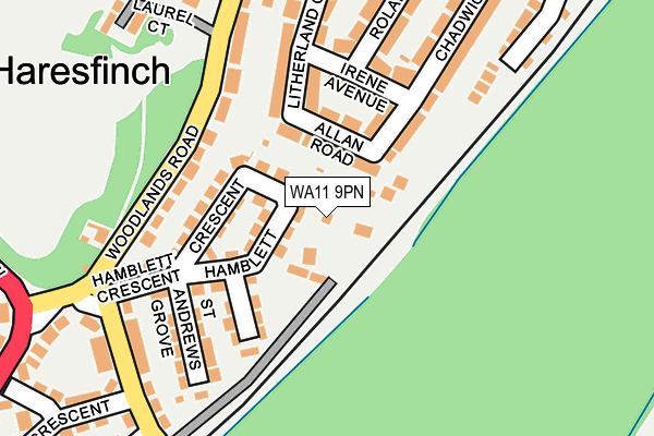 WA11 9PN map - OS OpenMap – Local (Ordnance Survey)