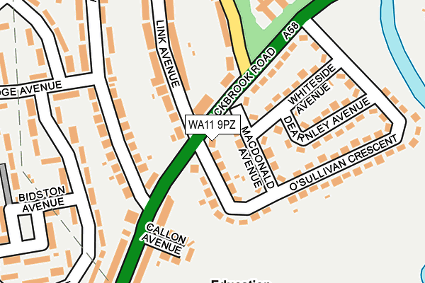 WA11 9PZ map - OS OpenMap – Local (Ordnance Survey)