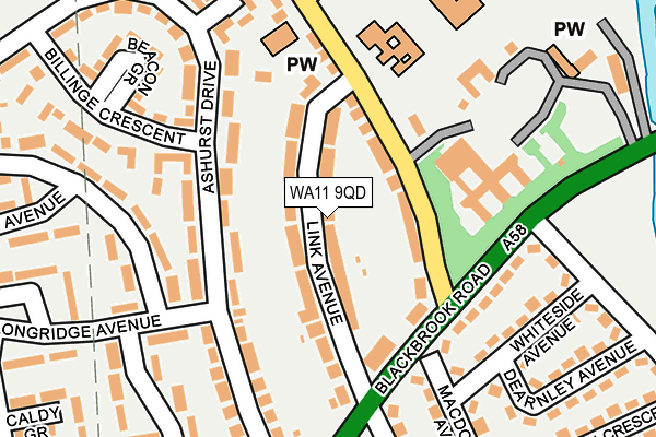 WA11 9QD map - OS OpenMap – Local (Ordnance Survey)