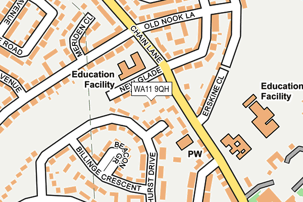 WA11 9QH map - OS OpenMap – Local (Ordnance Survey)