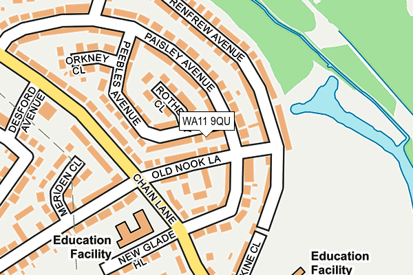 WA11 9QU map - OS OpenMap – Local (Ordnance Survey)