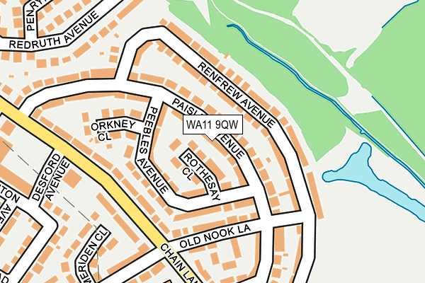 WA11 9QW map - OS OpenMap – Local (Ordnance Survey)