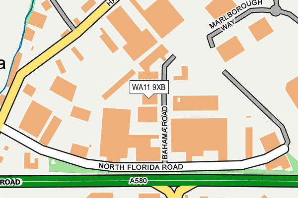 WA11 9XB map - OS OpenMap – Local (Ordnance Survey)